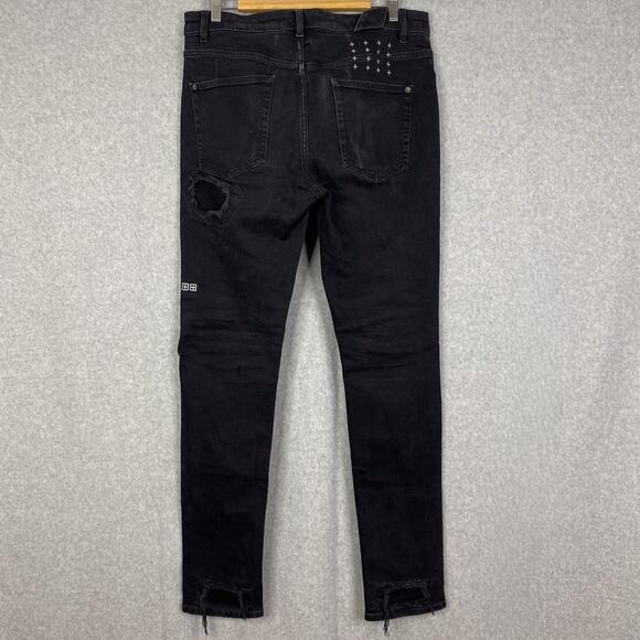 Ksubi Jeans Mens 33 (Fits 35x32) Black Chitch Boneyard Slim Fit Button Fly - Picture 5 of 10